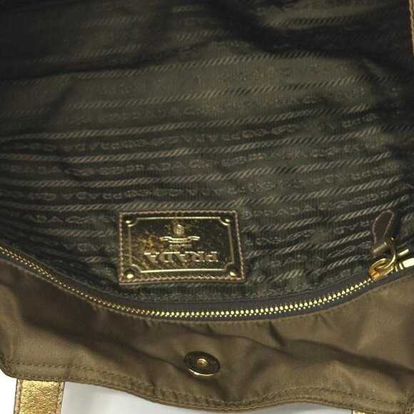 PRADA Bear Stone Tote bag Nylon / Leather BrownBased/GoldHardware - Picture 9 of 16